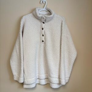 Aerie | Cream Button-Up Sherpa Sweater